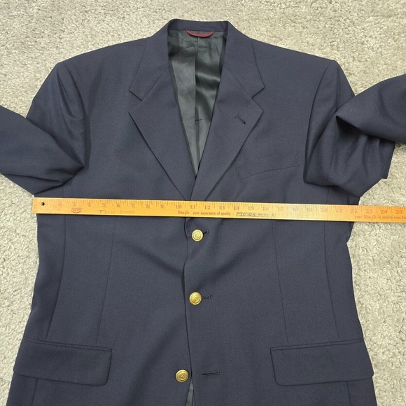 Hart Schaffner Marx Blazer‎ Mens 42L Blue 3 Button Wool Coat Jacket Business - Picture 11 of 16